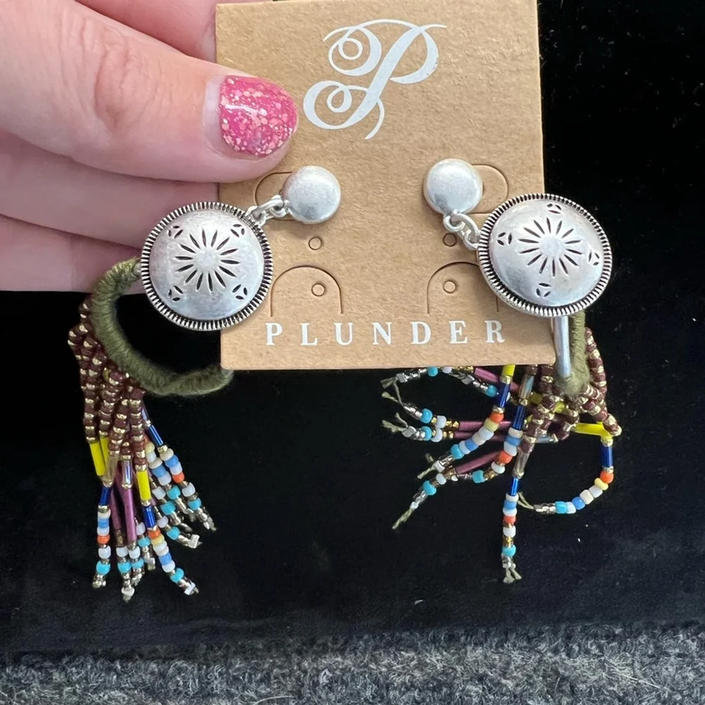 Plunder Dangly Beaded Earrings-NWT
